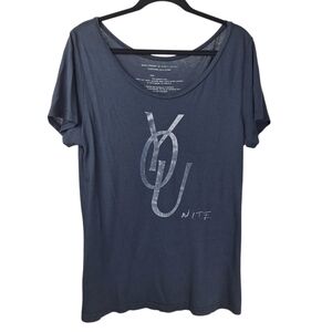 good hYOUman "YOU Nite" Short Sleeve Shirt Top Womens XS Small Black Oversize